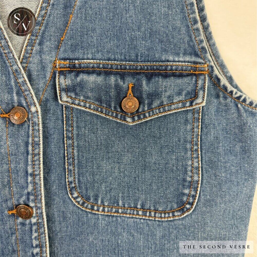 Vintage Original Jordache Medium Wash Denim Vest With Pockets - Large - Picture 3 of 12